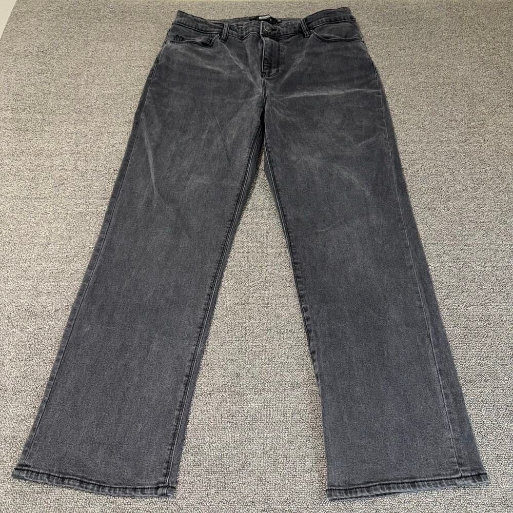 Hudson Los Angeles Washed Black Straight Leg Denim Jeans Women's Size 12 Casual